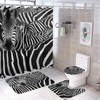 Zebra Black White Stripes Shower Curtain, Waterproof Bathroom Decor by Vantaso