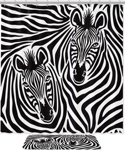 Zebra Couple Shower Curtain Fabric For A Durable And Waterproof Bath