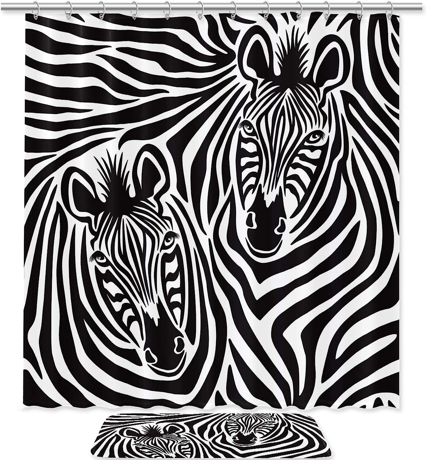 Zebra Couple Shower Curtain Fabric For A Durable And Waterproof Bath
