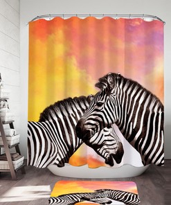 Zebra Couple Shower Curtain For Beautiful Animal Print Bathroom Decor