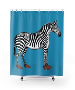 Zebra Fur in Heels Print Fabric Shower Curtain for Edgy Bathroom Decor