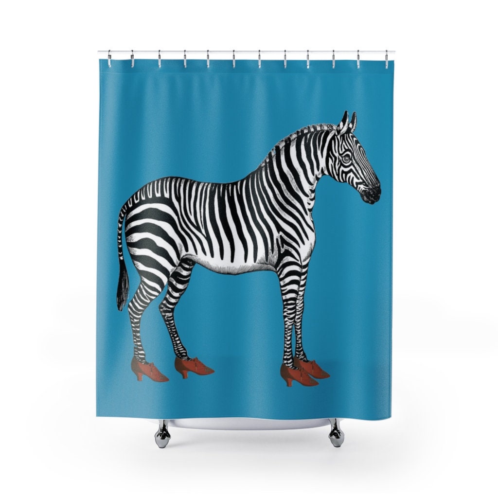 Zebra Fur in Heels Print Fabric Shower Curtain for Edgy Bathroom Decor