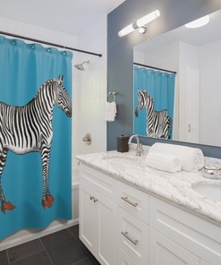 Zebra Fur in Heels Print Fabric Shower Curtain for Edgy Bathroom Decor