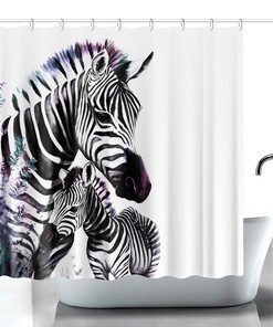 Zebra Lover Bathtub Print Fabric Shower Curtain for Safari-Inspired Bathroom Decor