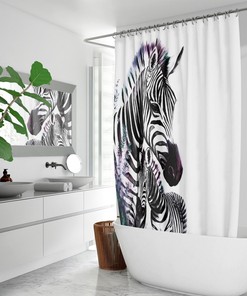 Zebra Lover Bathtub Print Fabric Shower Curtain for Safari-Inspired Bathroom Decor