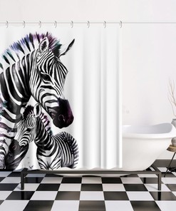 Zebra Lover Bathtub Print Fabric Shower Curtain for Safari-Inspired Bathroom Decor