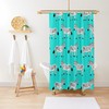 Zebra Parade Print Shower Curtain - Black White on Bright Aqua Blue Mint Unique Design 