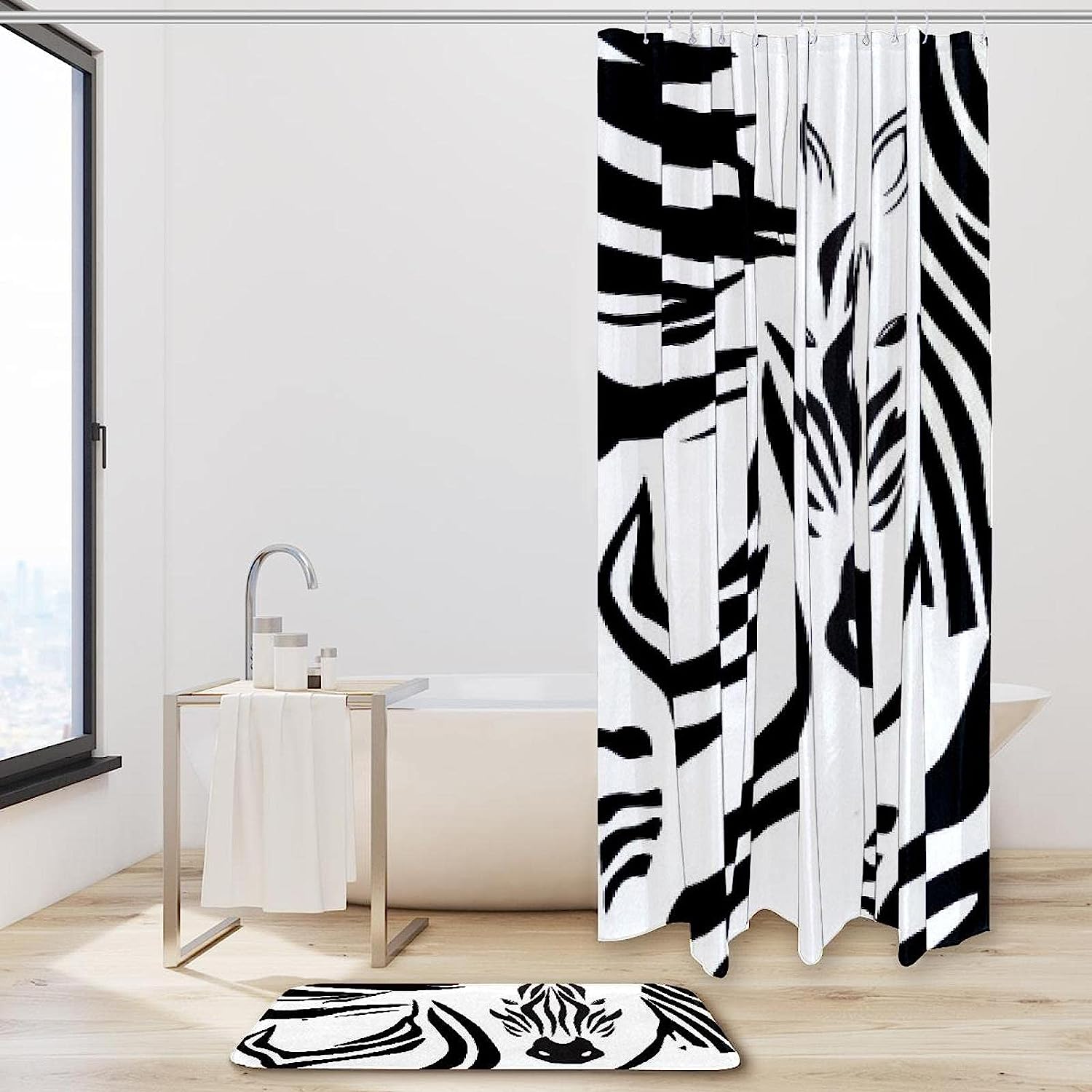 Zebra Pattern Bathroom Shower Curtain For A Bold Bathroom Statement