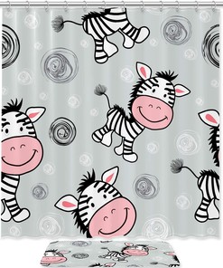 Zebra Pattern Double Glide Shower Hooks - Waterproof And Long-Lasting Shower Curtain