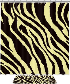Zebra Pattern Print Fabric Shower Curtain for Modern Bathroom Decor
