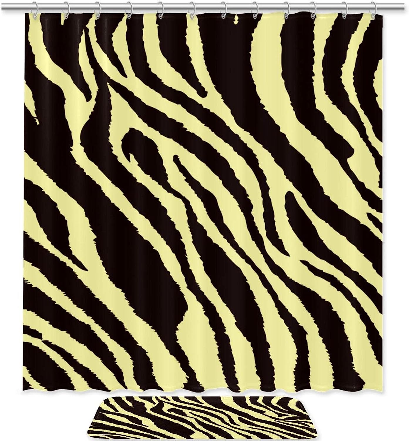 Zebra Pattern Print Fabric Shower Curtain for Modern Bathroom Decor