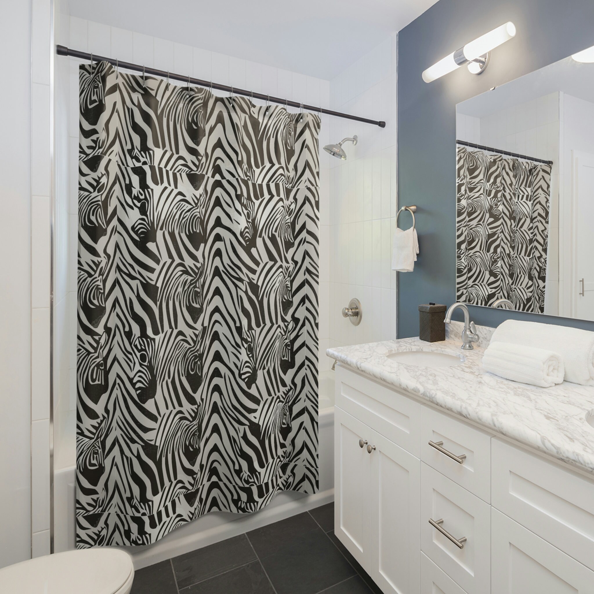 Zebra Pattern Shower Curtain For A Chic And Wild Bathroom - Image 2