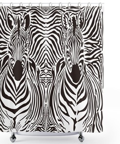 Zebra Print Illustration Pattern Print Fabric Shower Curtain for Unique Bathroom Decor