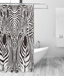 Zebra Print Illustration Pattern Print Fabric Shower Curtain for Unique Bathroom Decor