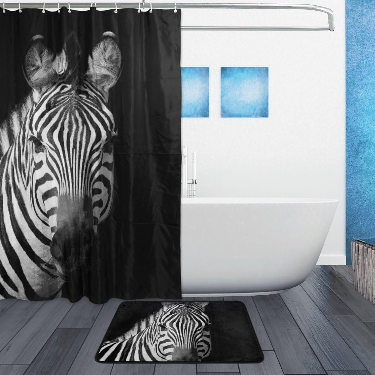 Zebra Print Shower Curtain Ideas, Waterproof Fabric