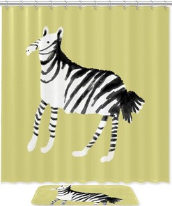 Zebra Print Shower Curtain Mat For Your Modern Bathroom 