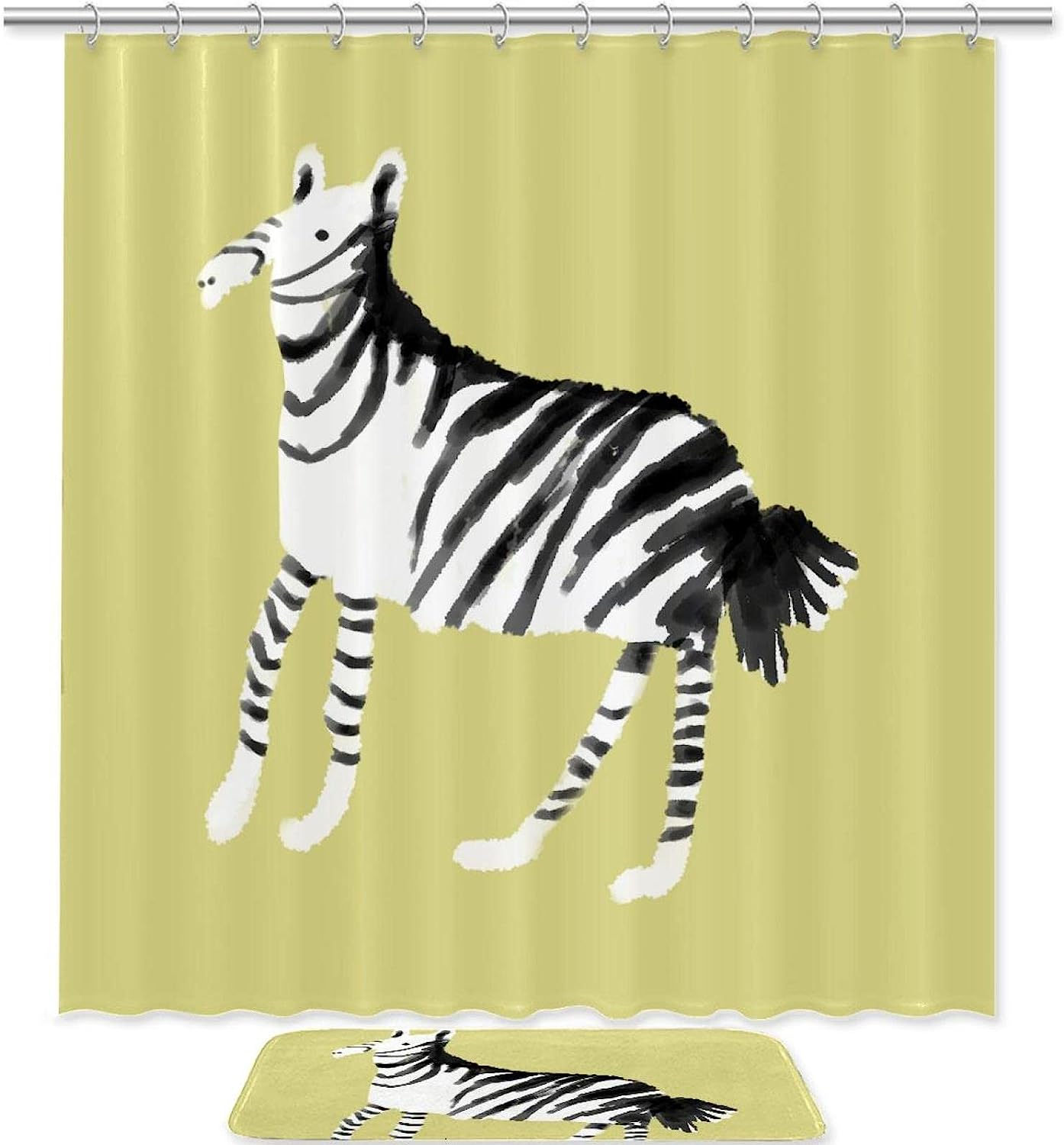 Zebra Print Shower Curtain Mat For Your Modern Bathroom