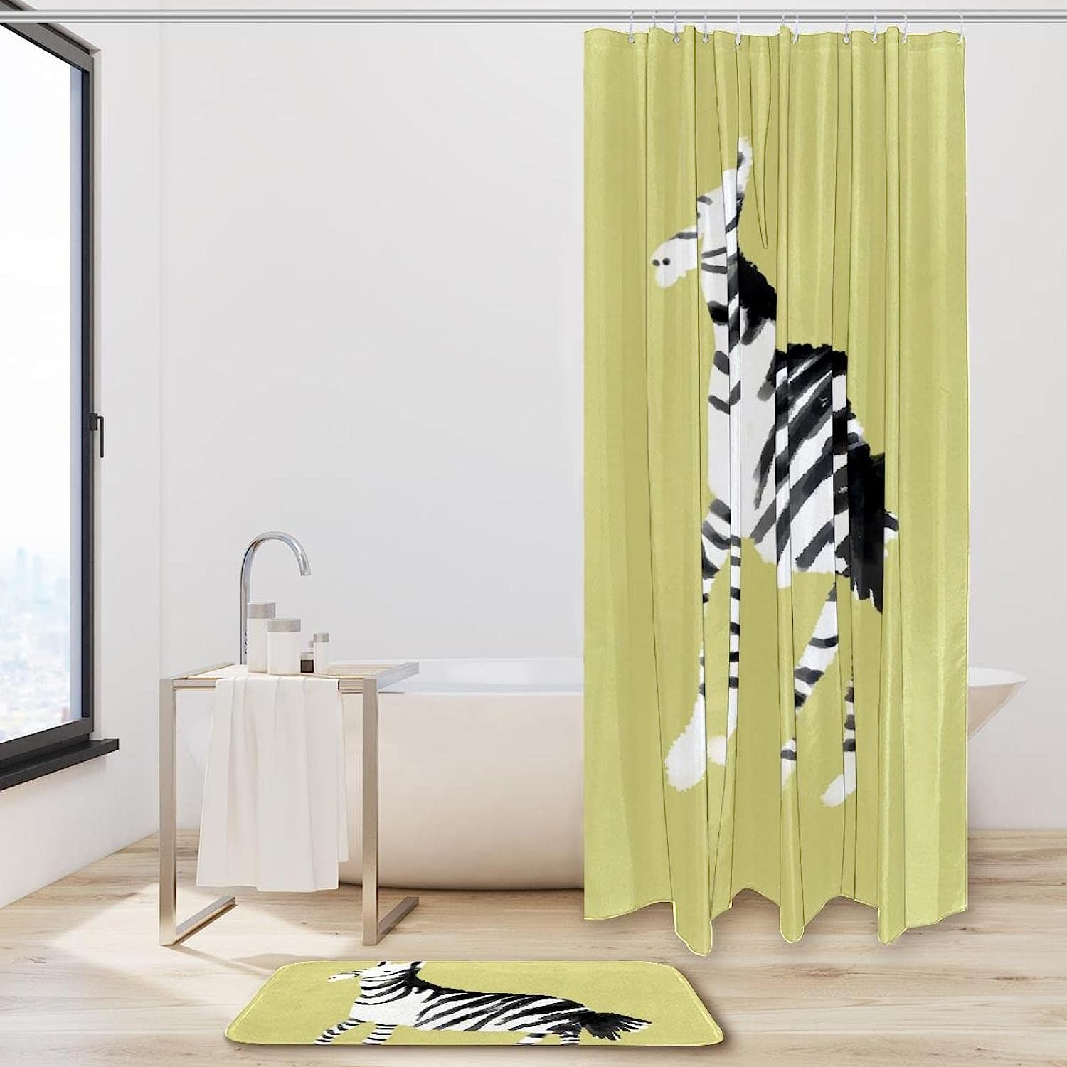 Zebra Print Shower Curtain Mat For Your Modern Bathroom