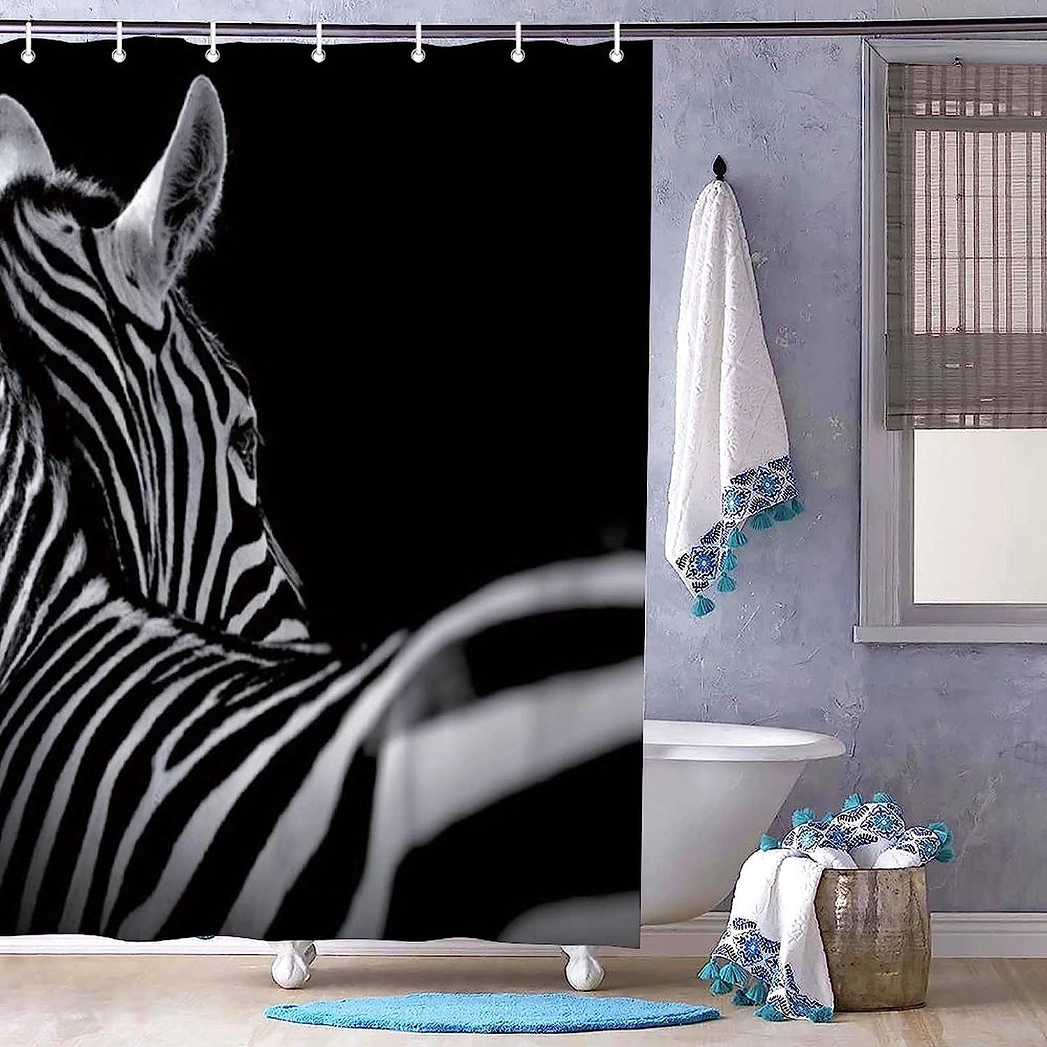 Zebra Print Simple Elegant Shower Curtain for Bathroom Decor