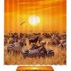 Zebra Print With Sunset Beach Scenery Print Shower Curtain For Bathroom Tub Set