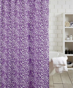 Zebra Purple Luxury Shower Curtains With Microfiber Accents, Machine Washable