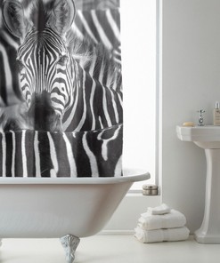 Zebra Shower Curtain For Safari Bathroom Decor