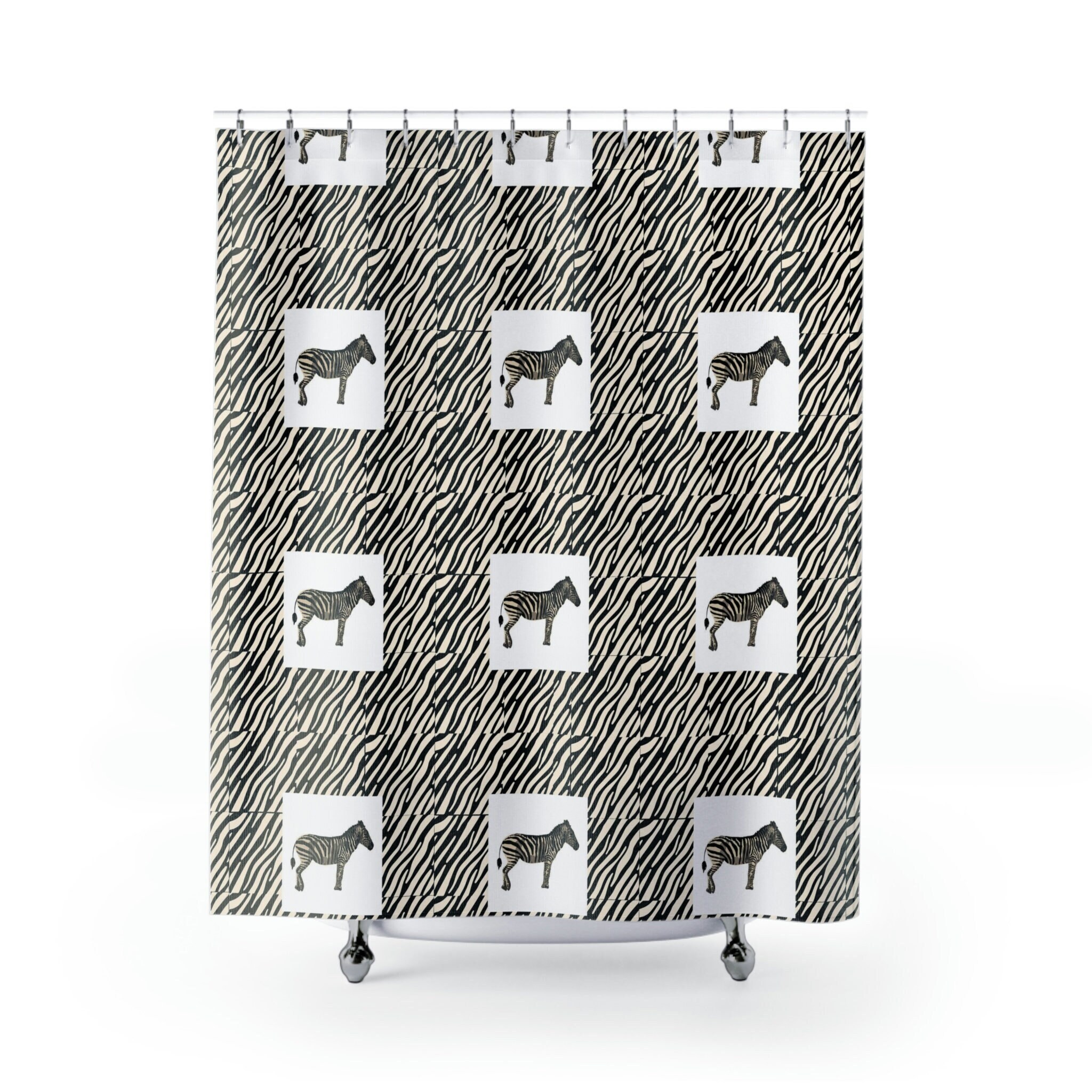 Zebra Striped Shower Curtain - Unique Ethnic Safari-Inspired Bathroom Decor