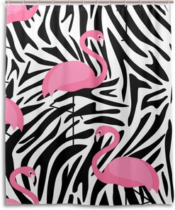 Zebra Stripes Vintage Bathroom Shower Curtains, Waterproof Fabric
