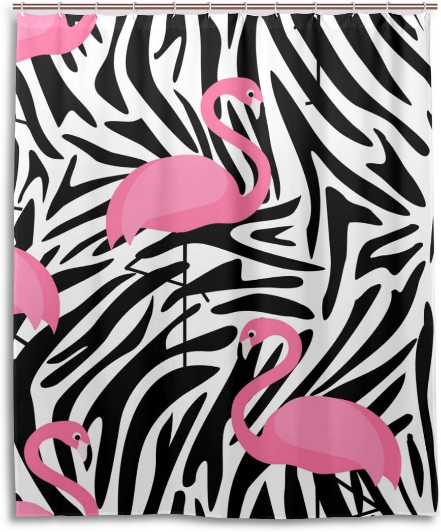 Zebra Stripes Vintage Bathroom Shower Curtains, Waterproof Fabric