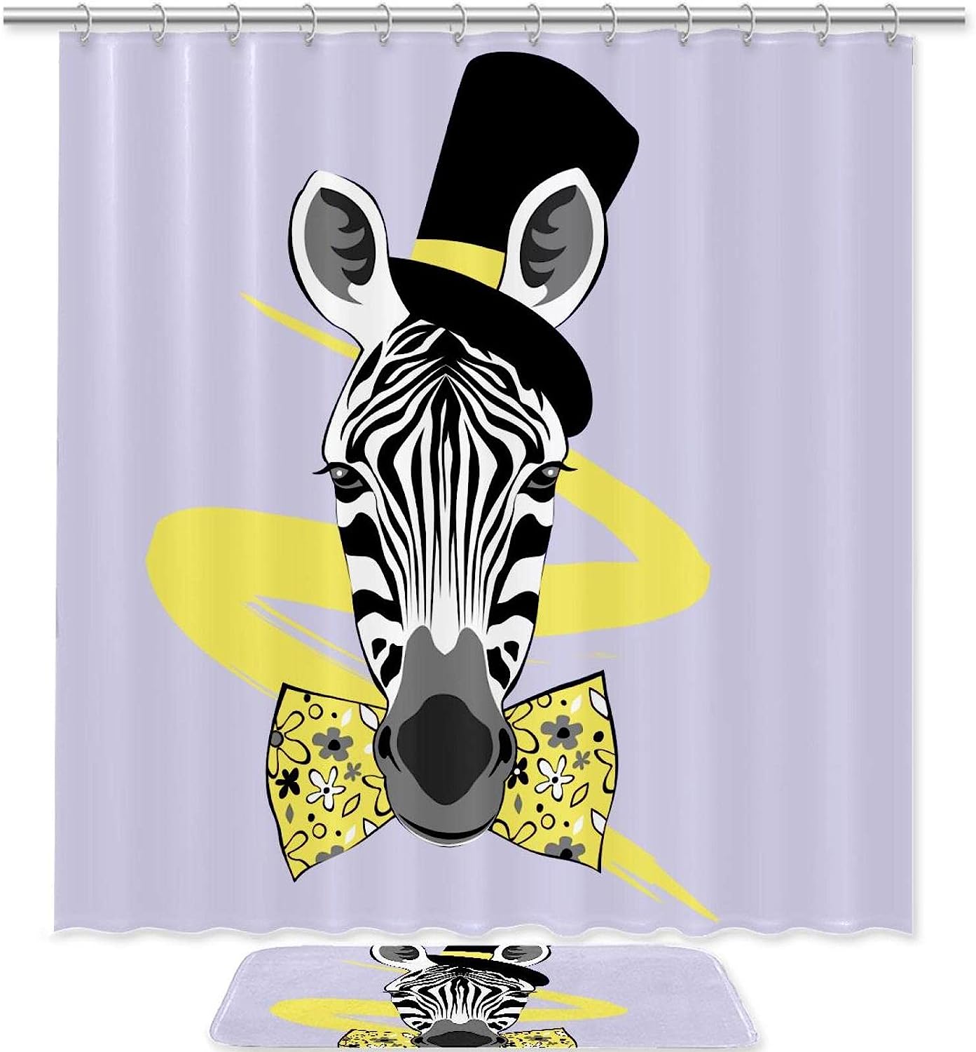 Zebra With Bowknot Fashion Shower Curtain For Animal Lovers Bathroom