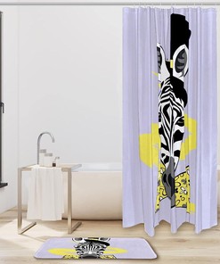 Zebra With Bowknot Fashion Shower Curtain For Animal Lovers Bathroom