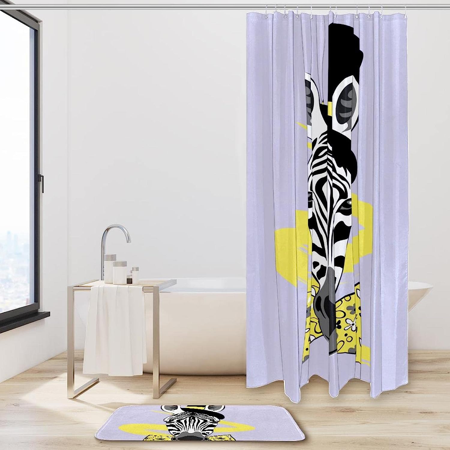 Zebra With Bowknot Fashion Shower Curtain For Animal Lovers Bathroom