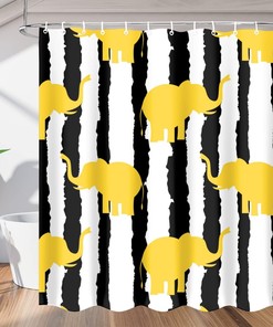 Zebra and Elephant Stripes Print Shower Curtain Animal Bathroom Decor Waterproof 
