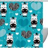 Zebra and Heart Print Fabric Shower Curtain for Girly Bathroom Decor