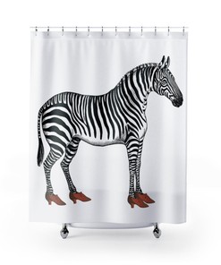 Zebra in Heels Print Fabric Shower Curtain for Chic Bathroom Decor