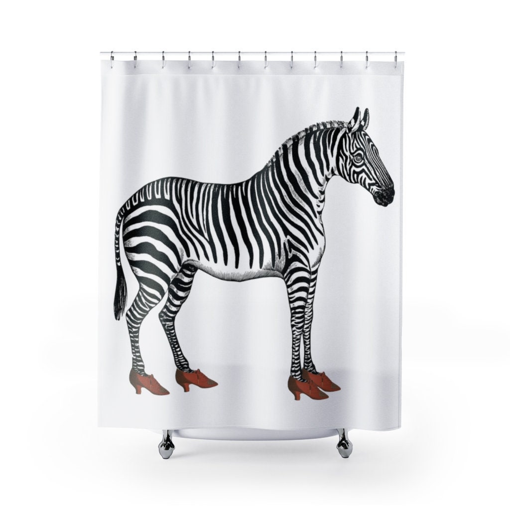 Zebra in Heels Print Fabric Shower Curtain for Chic Bathroom Decor