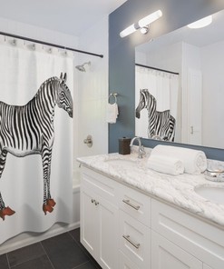 Zebra in Heels Print Fabric Shower Curtain for Chic Bathroom Decor