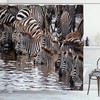 Zebras Drinking Water Shower Curtain - Wildlife Tanzania Decor