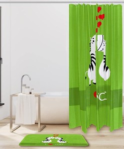 Zebras Kissing Waterproof Shower Curtain, Fabric Bathroom Decor