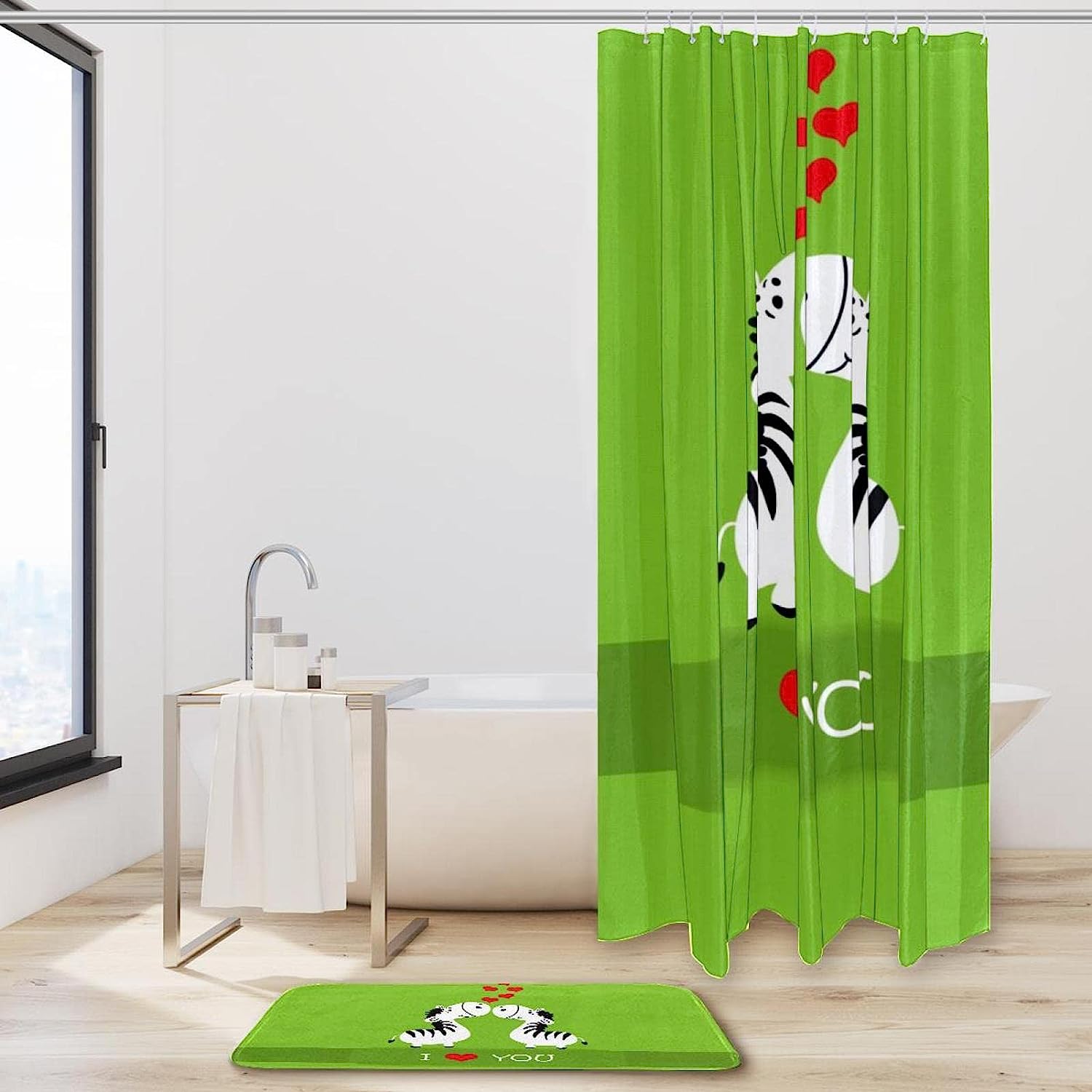 Zebras Kissing Waterproof Shower Curtain, Fabric Bathroom Decor