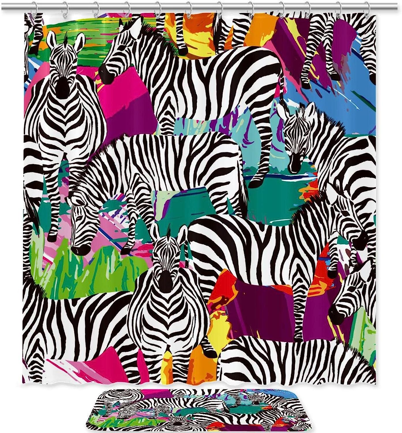 Zebras on Tropical Beach Shower Curtain for Refreshing Bathroom Design