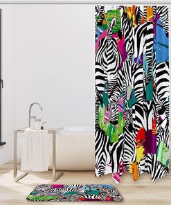 Zebras on Tropical Beach Shower Curtain for Refreshing Bathroom Design
