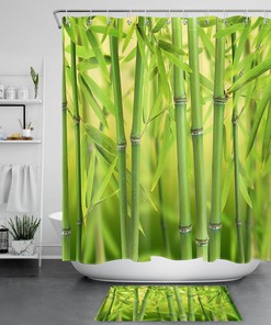 Zen Bamboo Forest Bokeh Scene Asian Shower Curtain For Bathroom