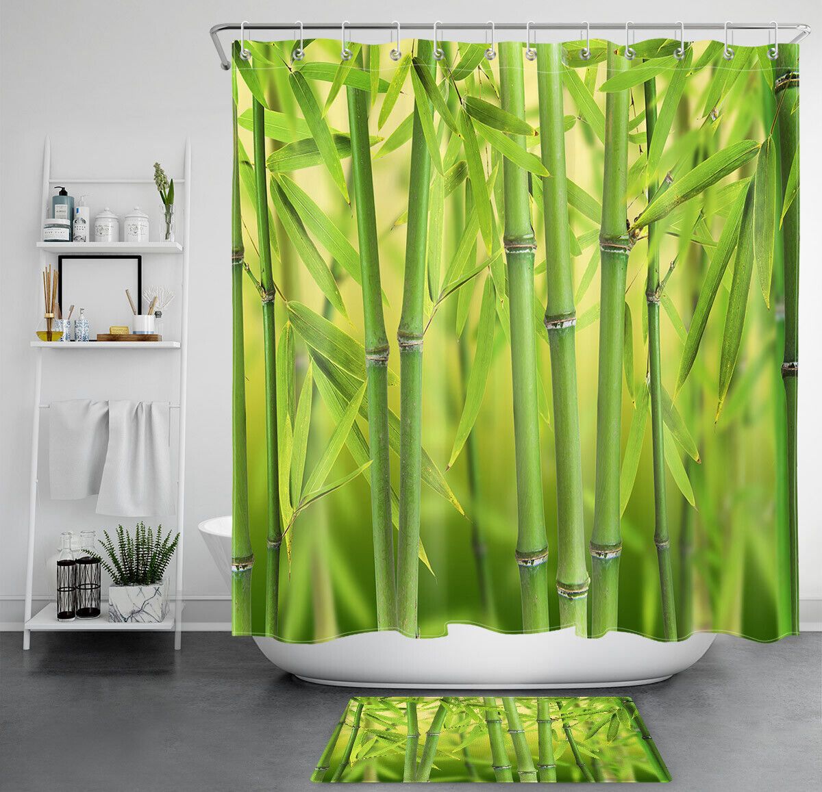 Zen Bamboo Forest Bokeh Scene Asian Shower Curtain For Bathroom