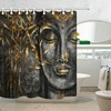 Zen Bamboo Leaves Shower Curtain With Buddha And Water Drops For Bathroom Decor