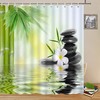 Zen Garden Shower Curtain, Green and White with Relaxing Spa Design for Bathroom