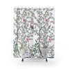 Zen Garden Shower Curtain with Chinoiserie Peacock and Cherry Blossom Pattern