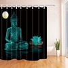 Zen Lotus and Moon Shower Curtain: White Fabric with Buddha Image for a Rejuvenating Bath Experience