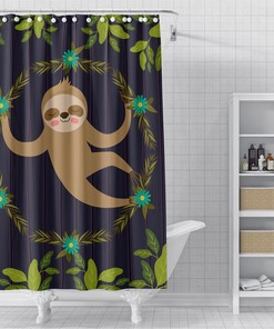 Zen Sloth Shower Curtain For Maximalist Bathroom Decor