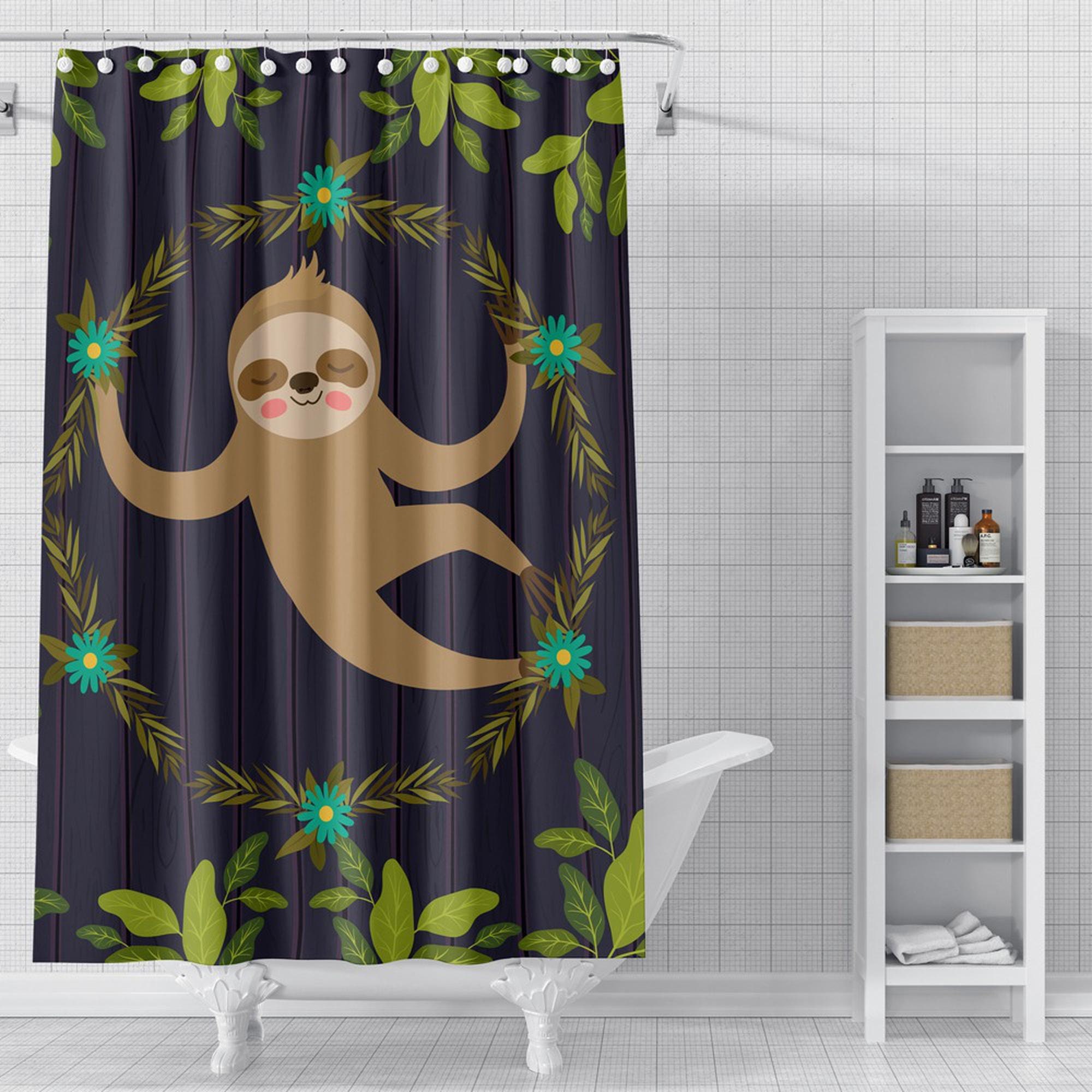 Zen Sloth Shower Curtain For Maximalist Bathroom Decor